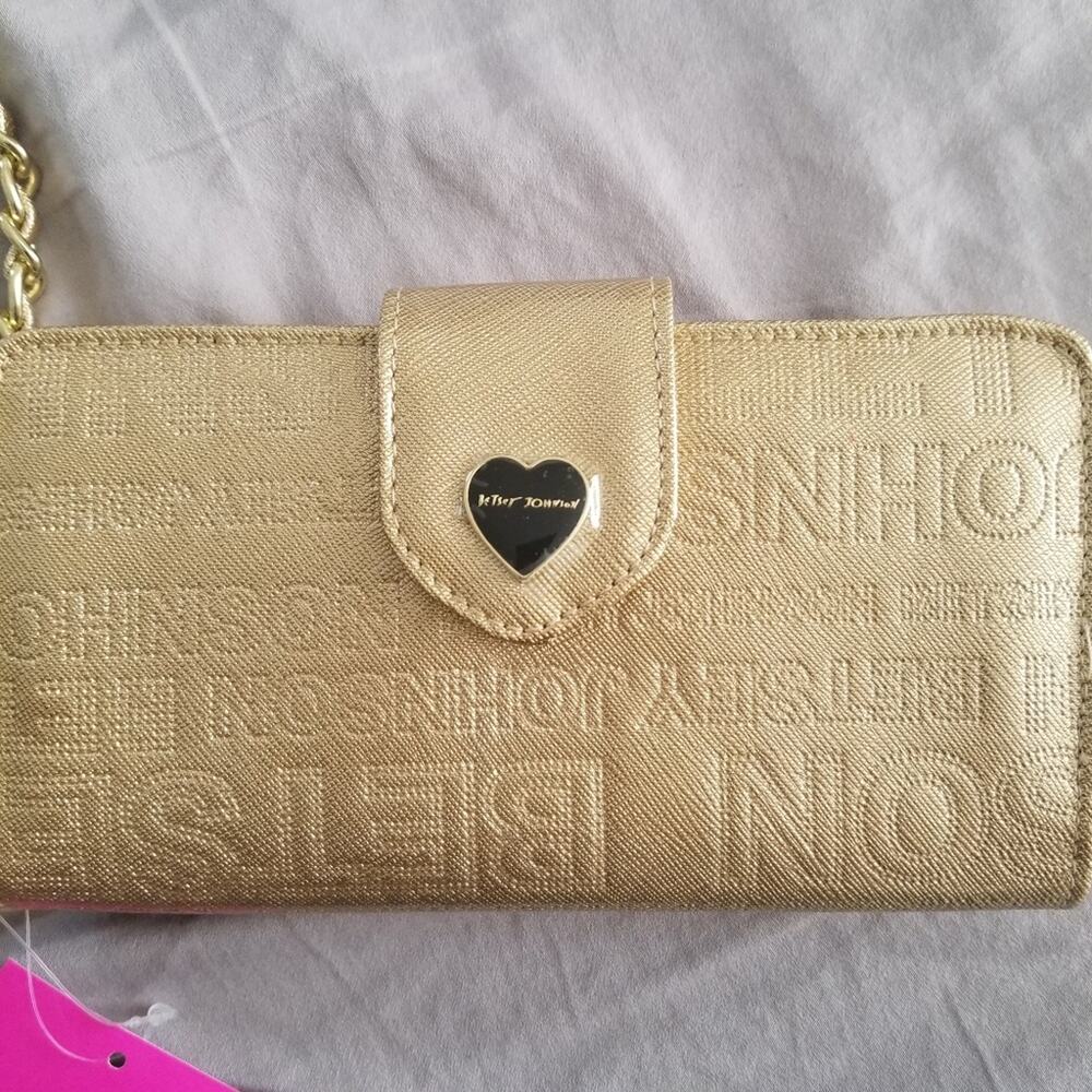 NWT Betsey Johnson Gold And Black Heart Wallet - Picture 7 of 12